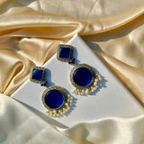 Royal Blue Silver Statement Earrings