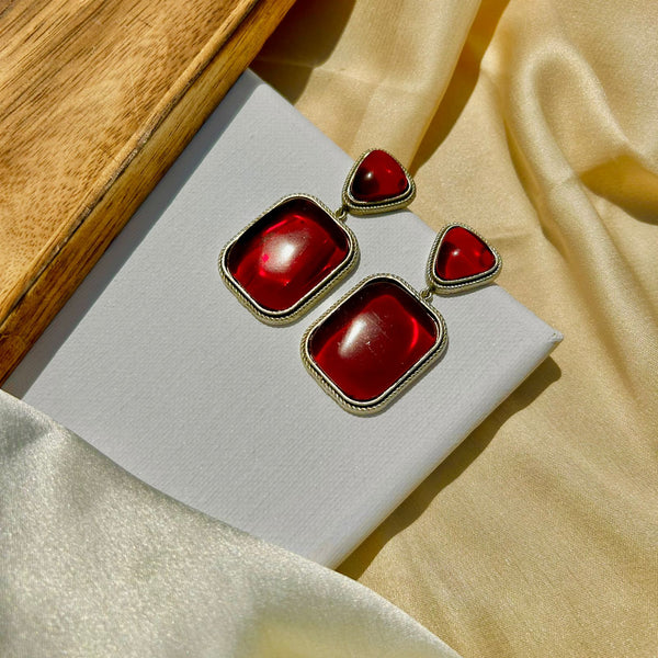 Maroon Square Shape Earrings