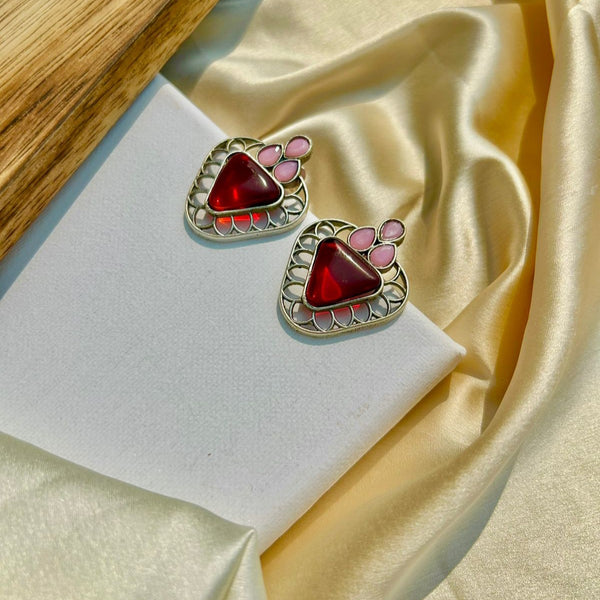 Red Triangular Sparkling Studs