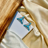 Blue Triangular Tassels Earrings