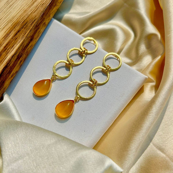 Yellow Stone Double Rings Drops