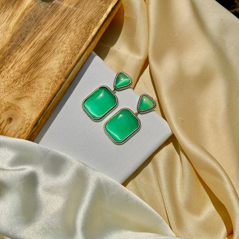 Mint Square Shape Earrings