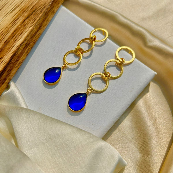 Blue Stone Double Rings Drops
