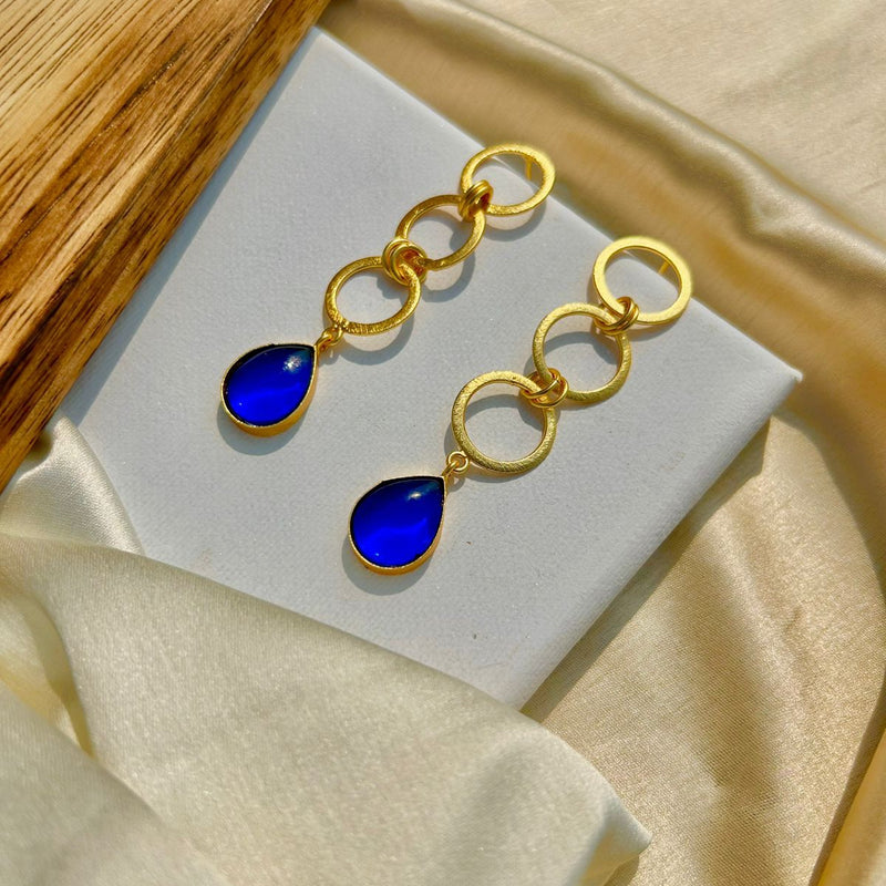 Blue Stone Double Rings Drops