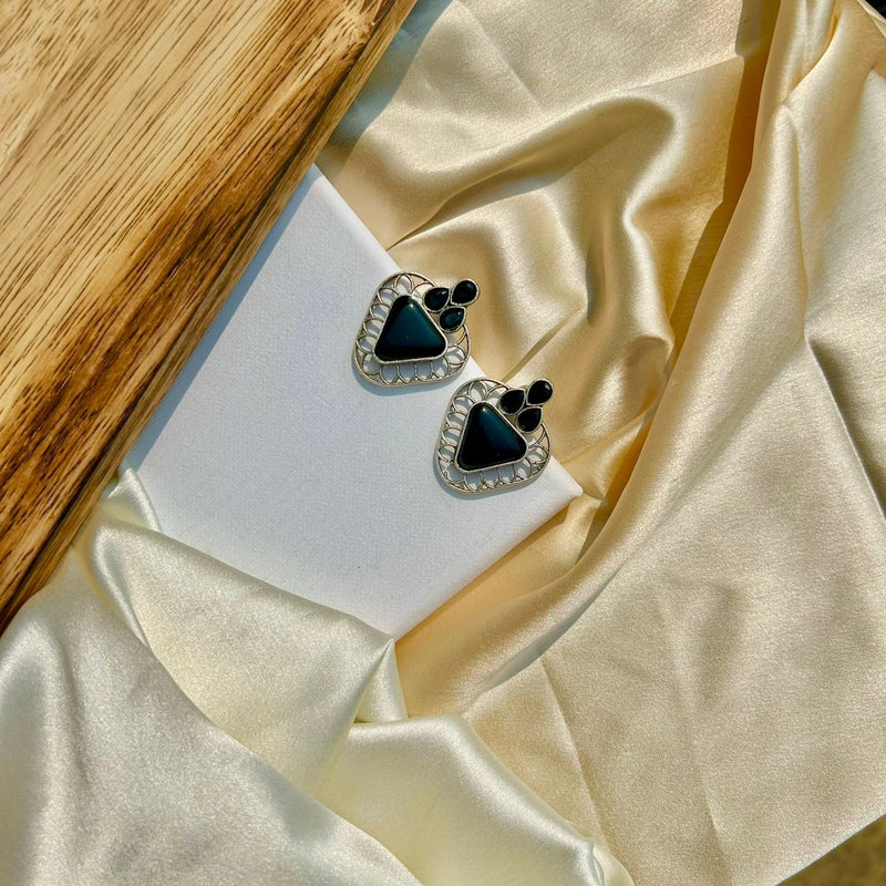 Black Triangular Sparkling Studs