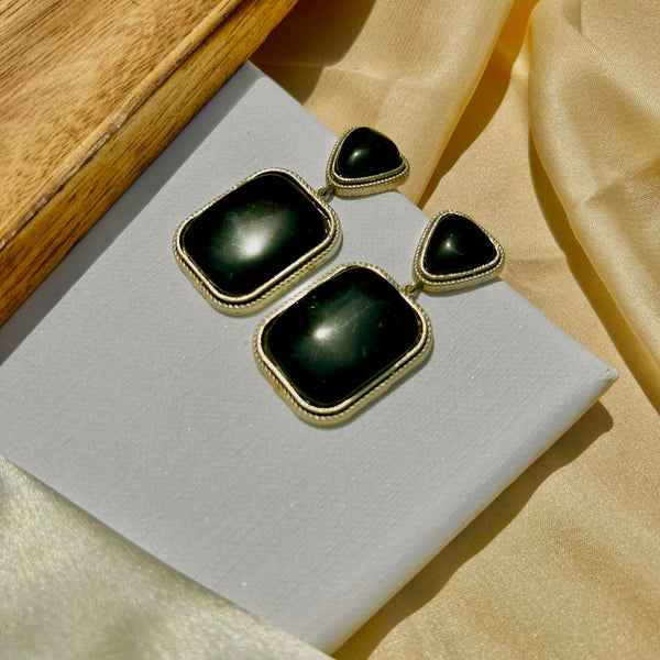 Black Square Shape Earrings