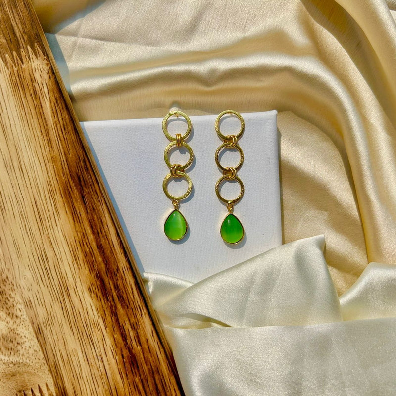 Light Green Stone Double Rings Drops