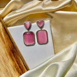 Pink Square Shape Earrings