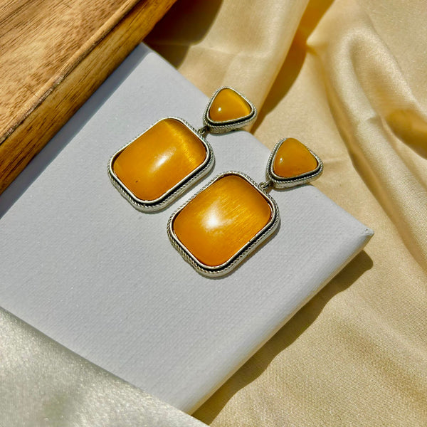 Yellow Square Shape Earrings
