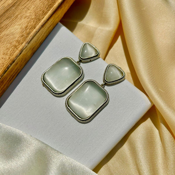 White Square Shape Earrings