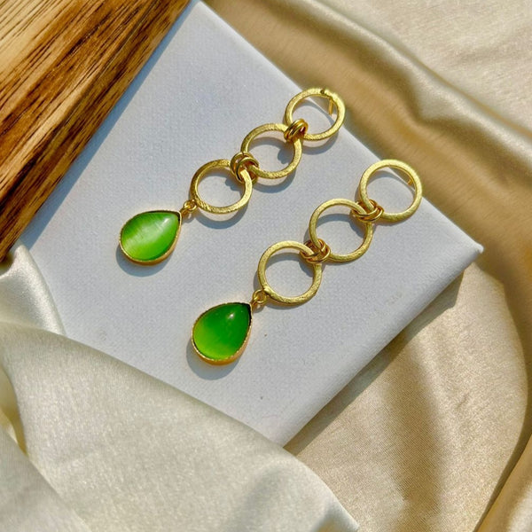 Light Green Stone Double Rings Drops