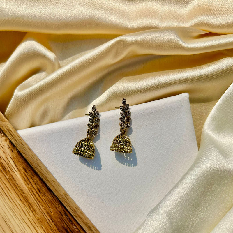 Golden Harvest Leaf Jhumkas