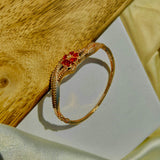 Red Daisy Rose Gold Bracelet