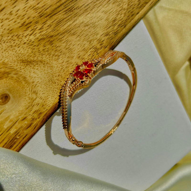 Red Daisy Rose Gold Bracelet