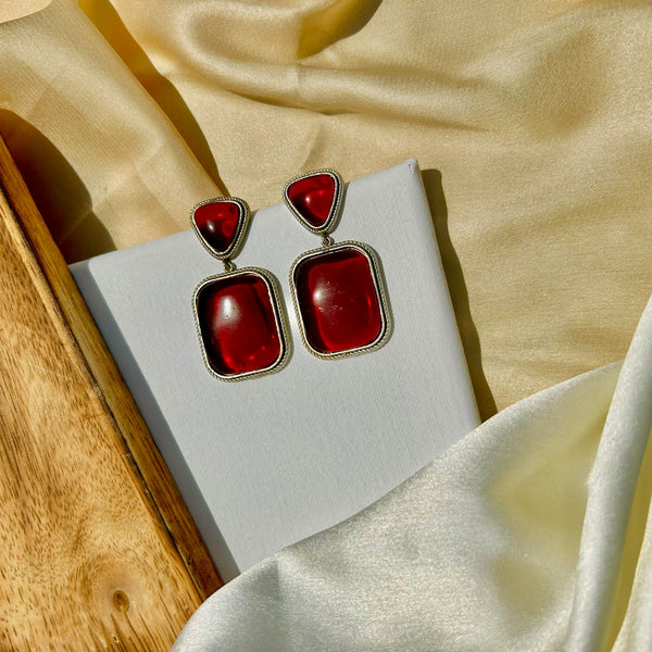 Maroon Square Shape Earrings