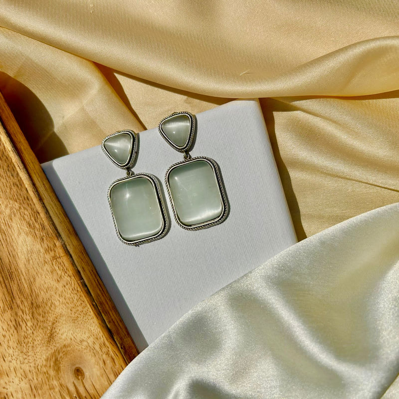 White Square Shape Earrings