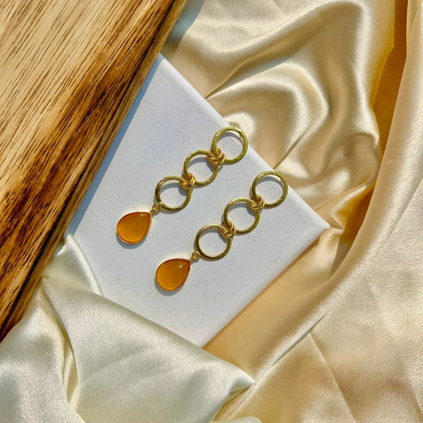 Yellow Stone Double Rings Drops