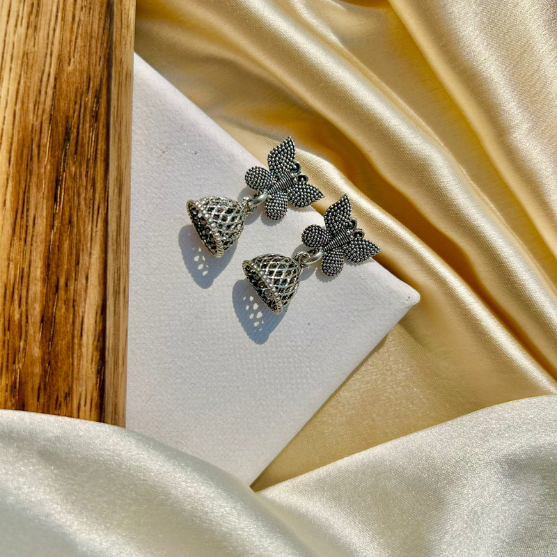 Silver Butterfly Jhumkas
