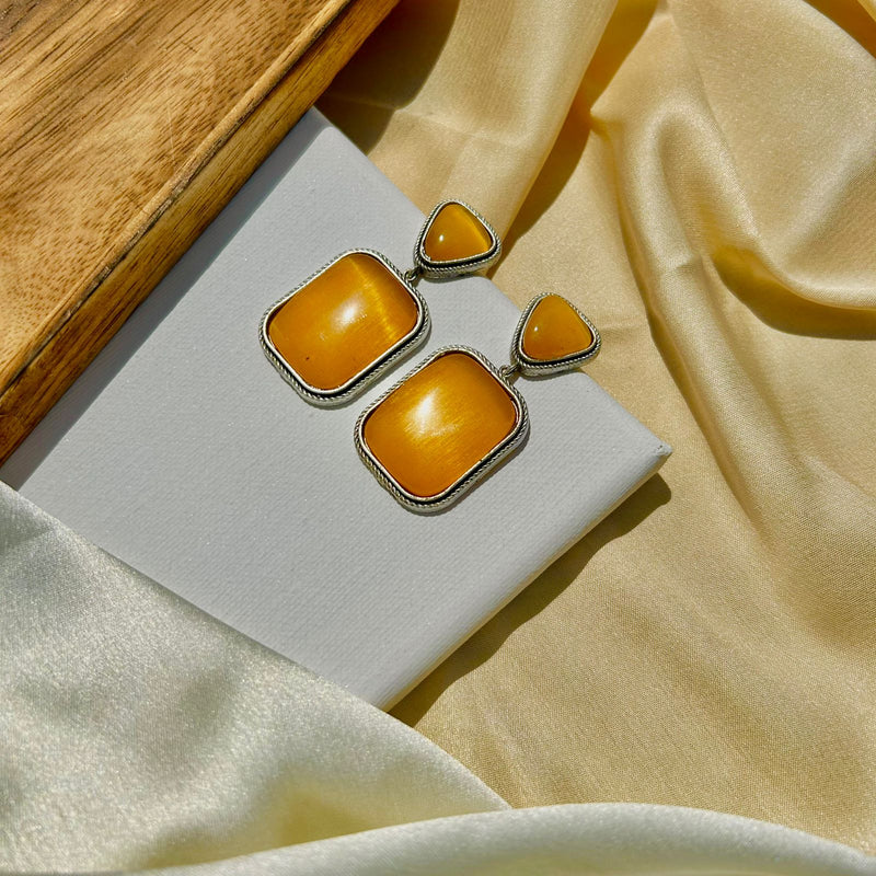 Yellow Square Shape Earrings