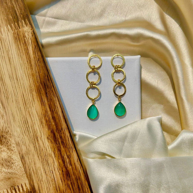 Mint Stone Double Rings Drops