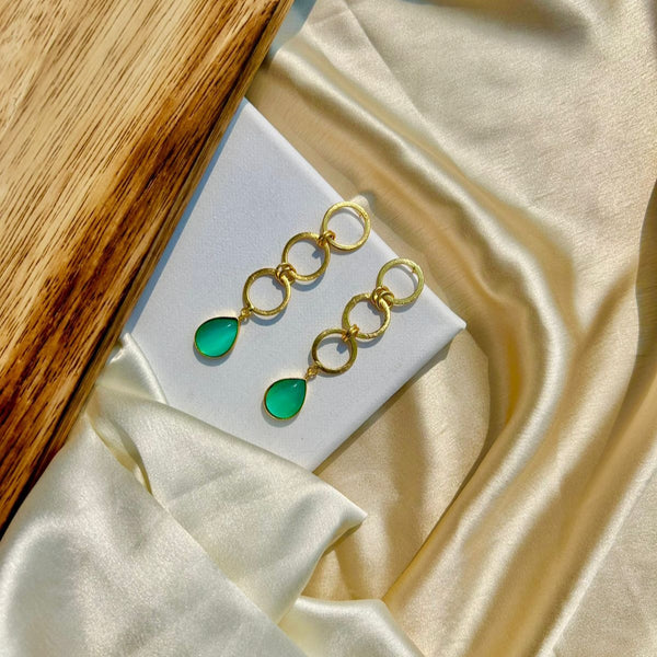 Mint Stone Double Rings Drops