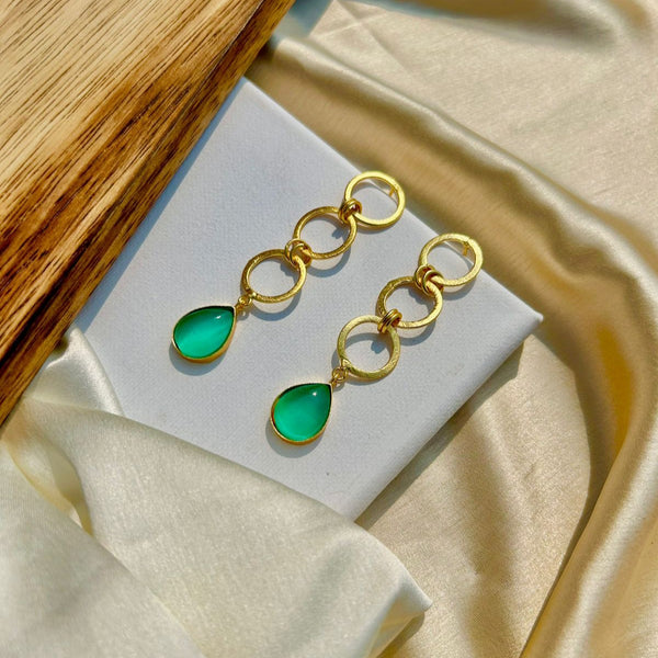 Mint Stone Double Rings Drops