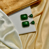 Green Square Shape Earrings