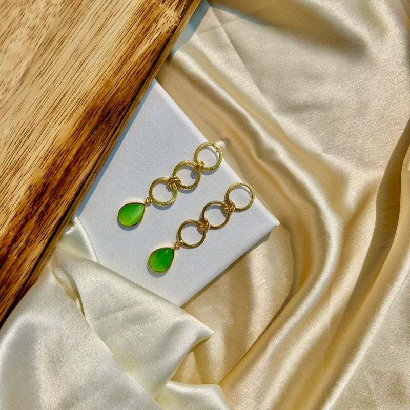 Light Green Stone Double Rings Drops