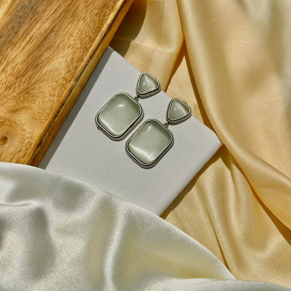 White Square Shape Earrings