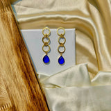 Blue Stone Double Rings Drops