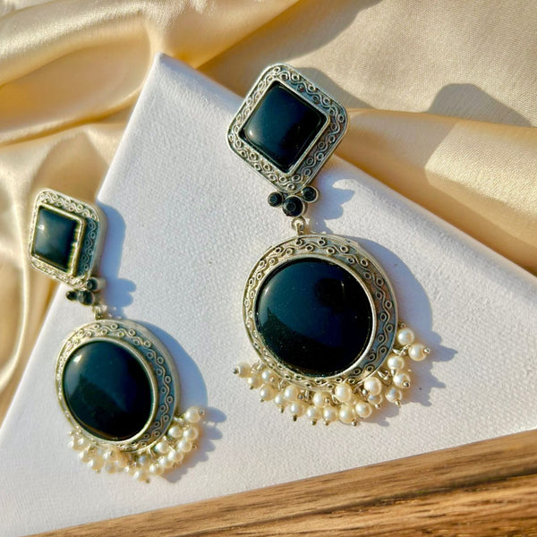 Black Silver Statement Earrings