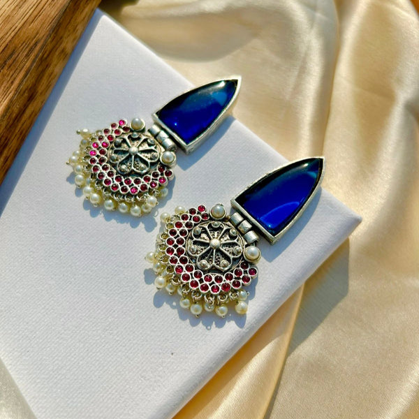Blue Elegant Silver Studs