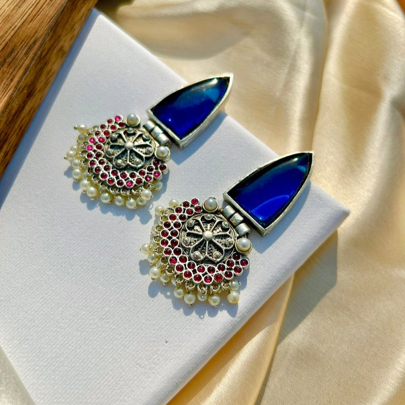 Blue Elegant Silver Studs
