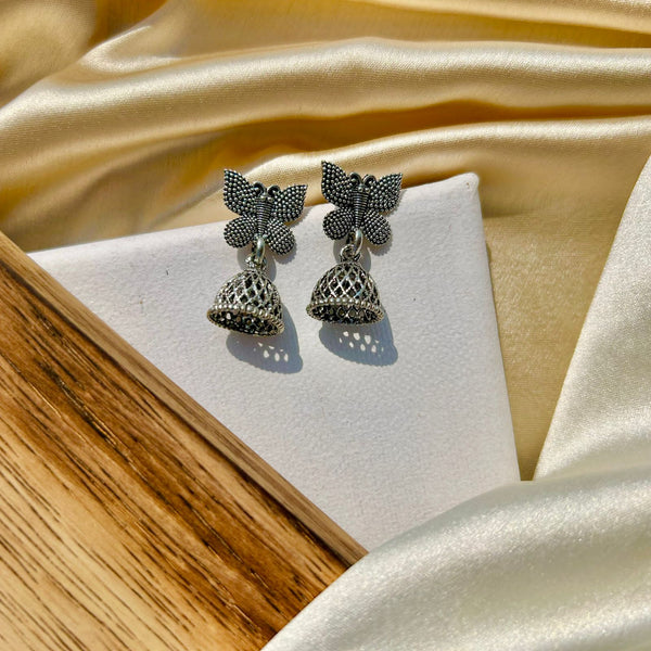 Silver Butterfly Jhumkas