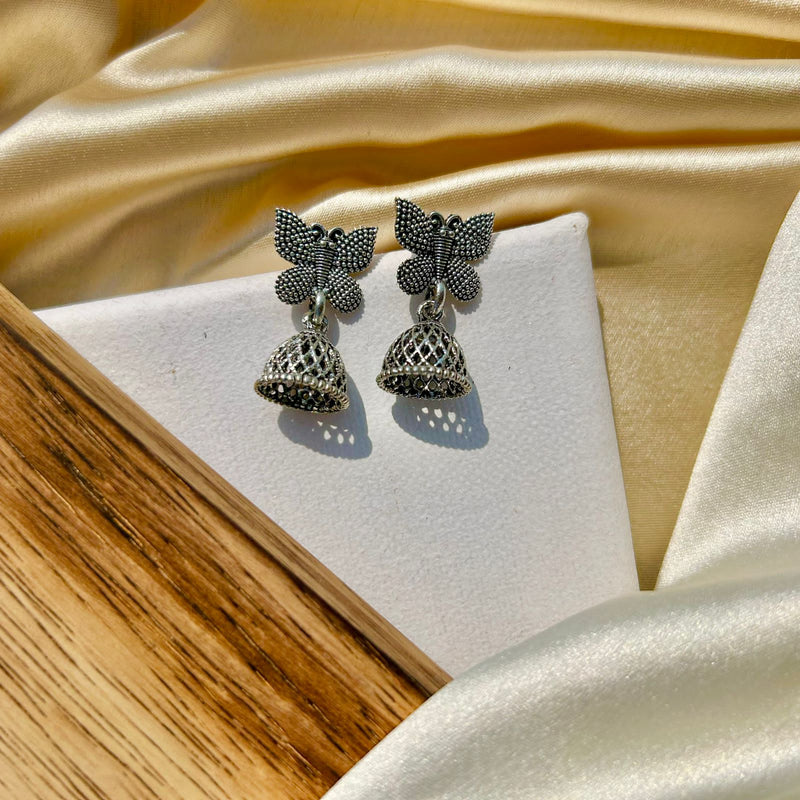 Silver Butterfly Jhumkas