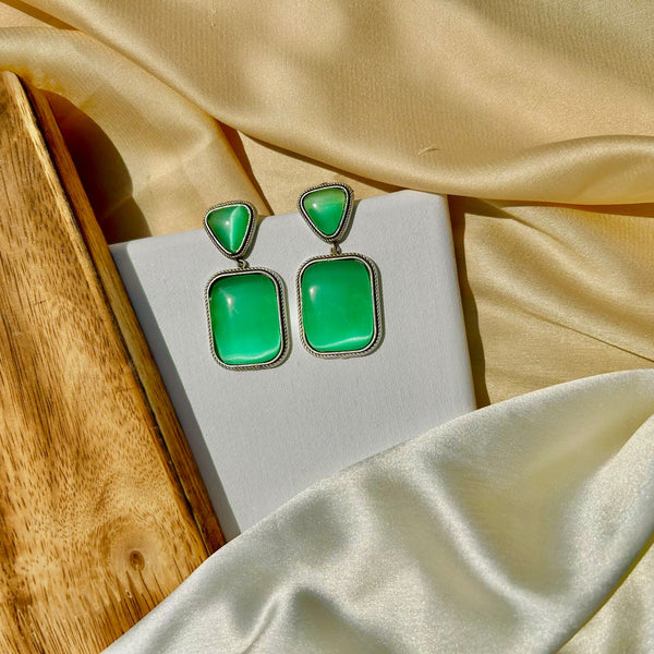 Mint Square Shape Earrings