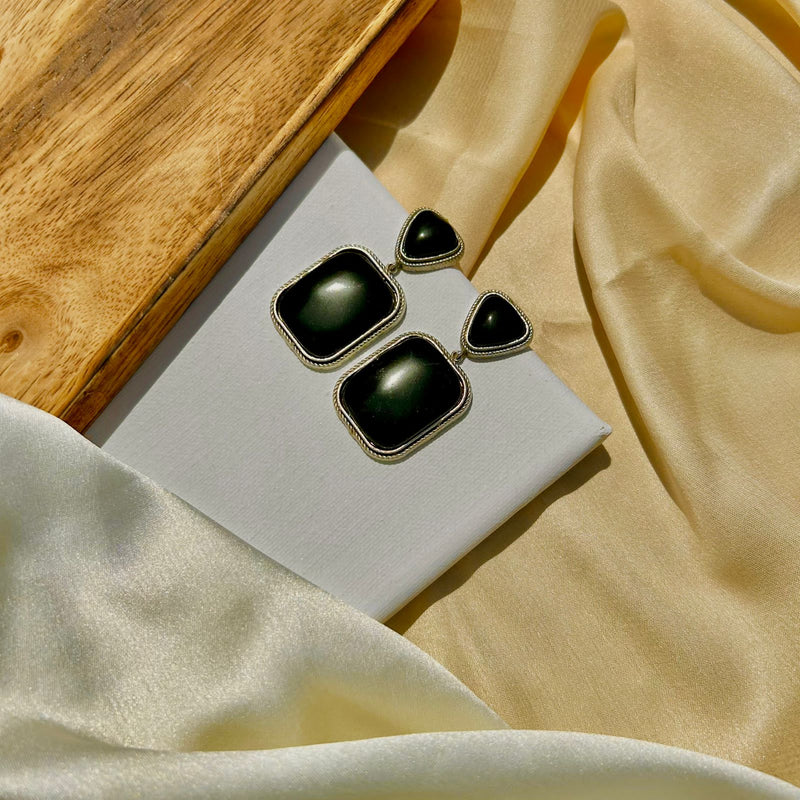Black Square Shape Earrings