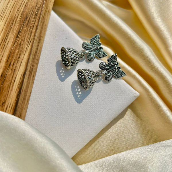 Silver Butterfly Jhumkas