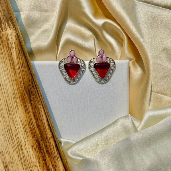 Red Triangular Sparkling Studs