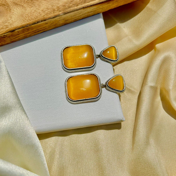 Yellow Square Shape Earrings