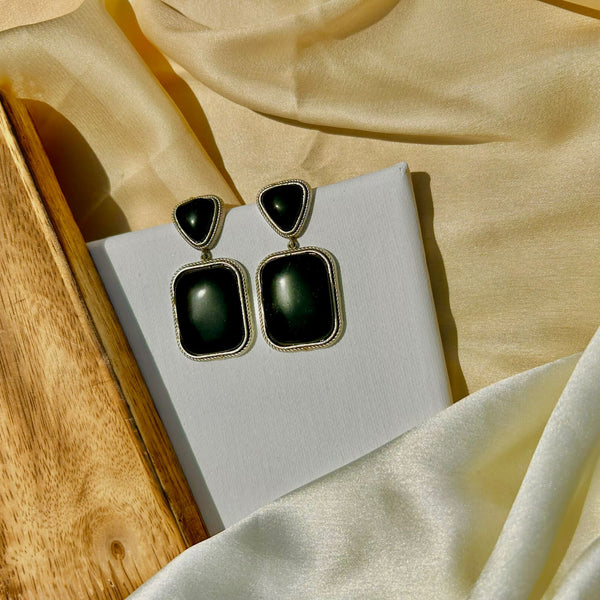 Black Square Shape Earrings