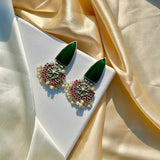 Green Elegant Silver Studs