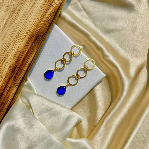 Blue Stone Double Rings Drops
